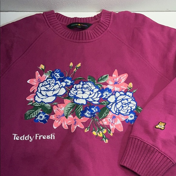 Teddy Fresh Floral Garden Grandmacore Embroidered Sweatshirt X-large XL - Picture 1 of 16